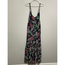 Tropical Print Maxi Dress 16 Sleeveless Babydoll Sundress Summer Beach Vacation