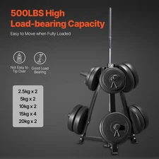 Heavy-Duty Weight Plate Rack - Home Gym Barbell Storage Stand (2 inch) - High Lo