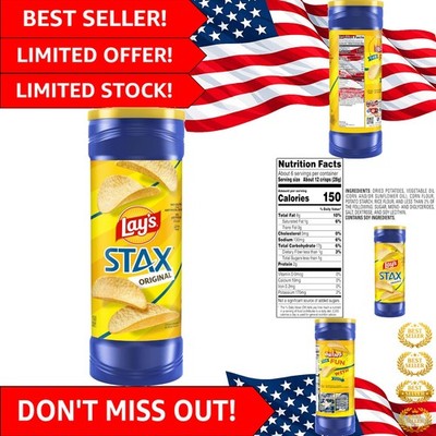 Crispy Lay s Stax  Potato Chips 5.75 Oz Canister - Perfect for On-the-Go