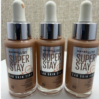Lot of 3 Maybelline Super Stay 24H Skin Tint Vitamin C Shade 129 Medium 1oz Each