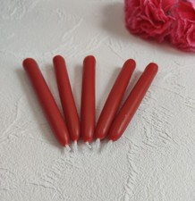 Small Red UK Hand-Dipped Beeswax Candles – Pillar | Taper | Christmas – 10cm