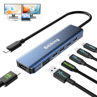 USB C Docking Station Dual Monitor 4K@60Hz HDMI, USB C Video Output Hub with ...
