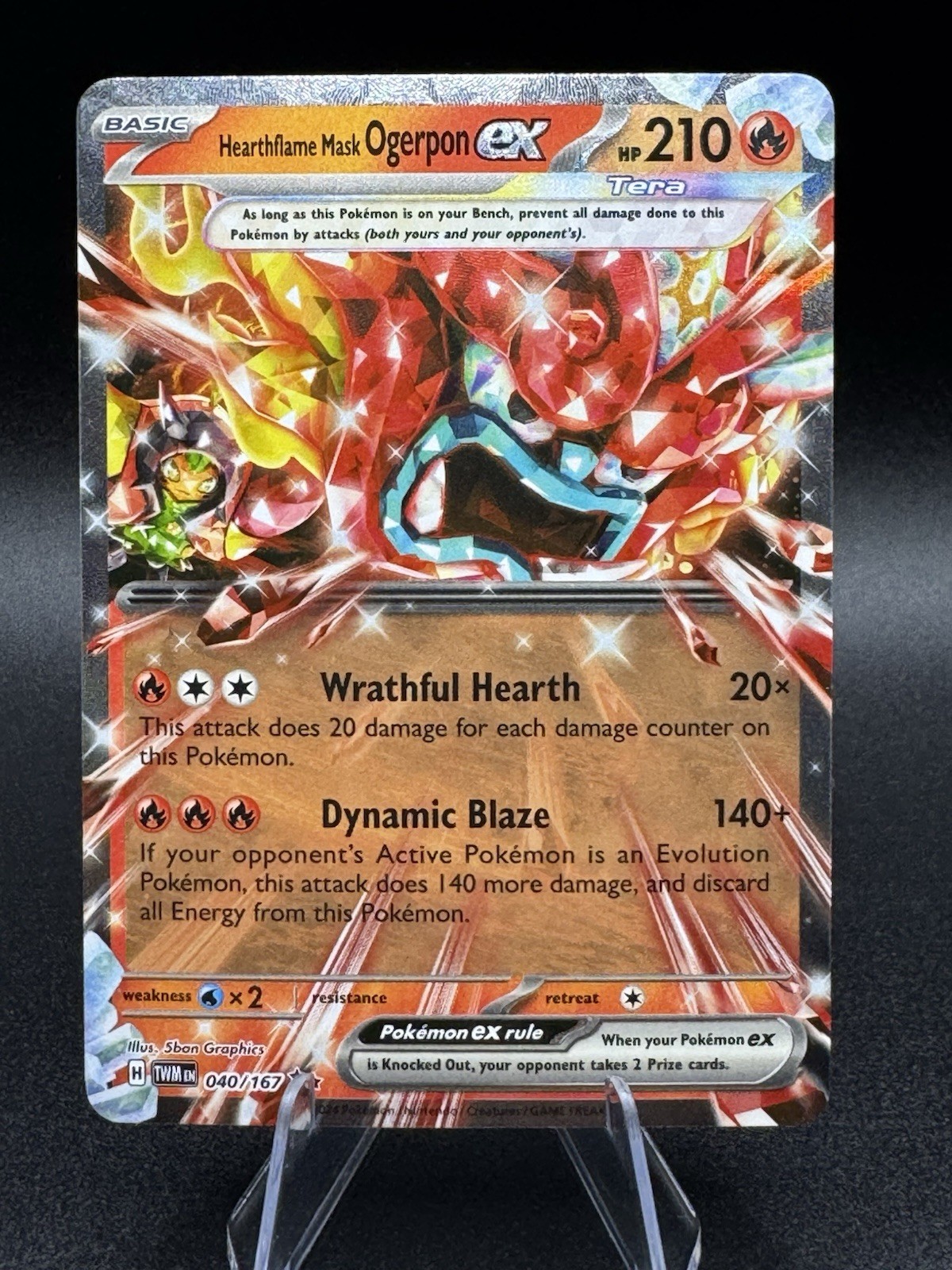 Hearthflame Mask Ogerpon ex 040/167 - Twilight Masquerade RR - Pokémon TCG (NM)