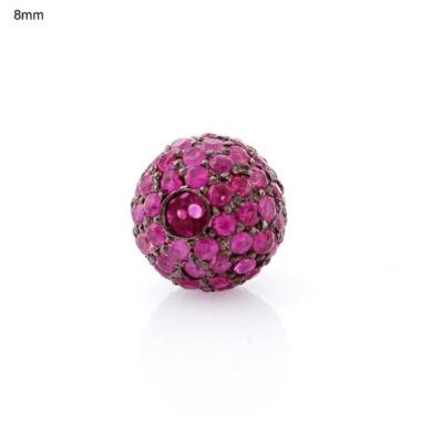 1.43ct Ruby Diamond Bead Round Finding 925 Sterling Silver