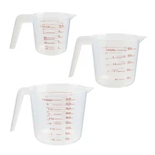 3-Piece Tapered Spout Nesting Plastic Measuring Cups Set, Clear