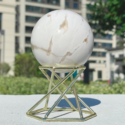 216G Natural Mexican Agate Sphere Crystal Healing Decor Quartz Ball gift+Base