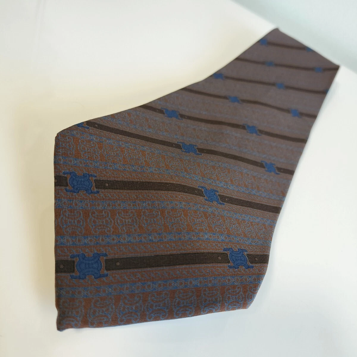 CELINE cravatta uomo seta originale usata cravatta abito classico lusso multicolore A105