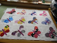 SET OF 12  PRETTY  3 TIER   BUTTERFLY  APPLIQUED   QUILTING  BLOCKS   10 INCH