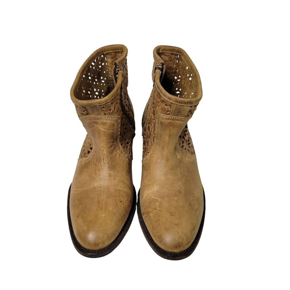 Botas occidentales FARYL ROBIN 9 de cuero tostado recortadas con láser 547 Foto 2 de 4