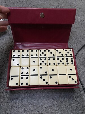 Domino By Cardinal Vintage Domino Set 55 Pieces In Red Storage Case