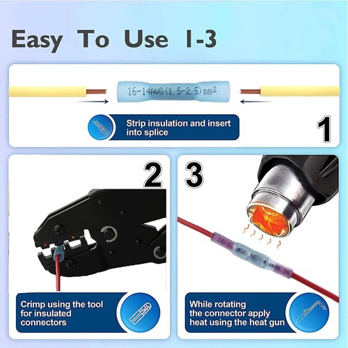 200PCS Waterproof Heat Shrink Butt Insulate Wire Connectors Crimp Terminal Kit - Picture 11 of 19
