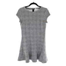 Gap Peplum Plaid Dress Womens 6 Gray Academia School Girl Retro Classic Preppy