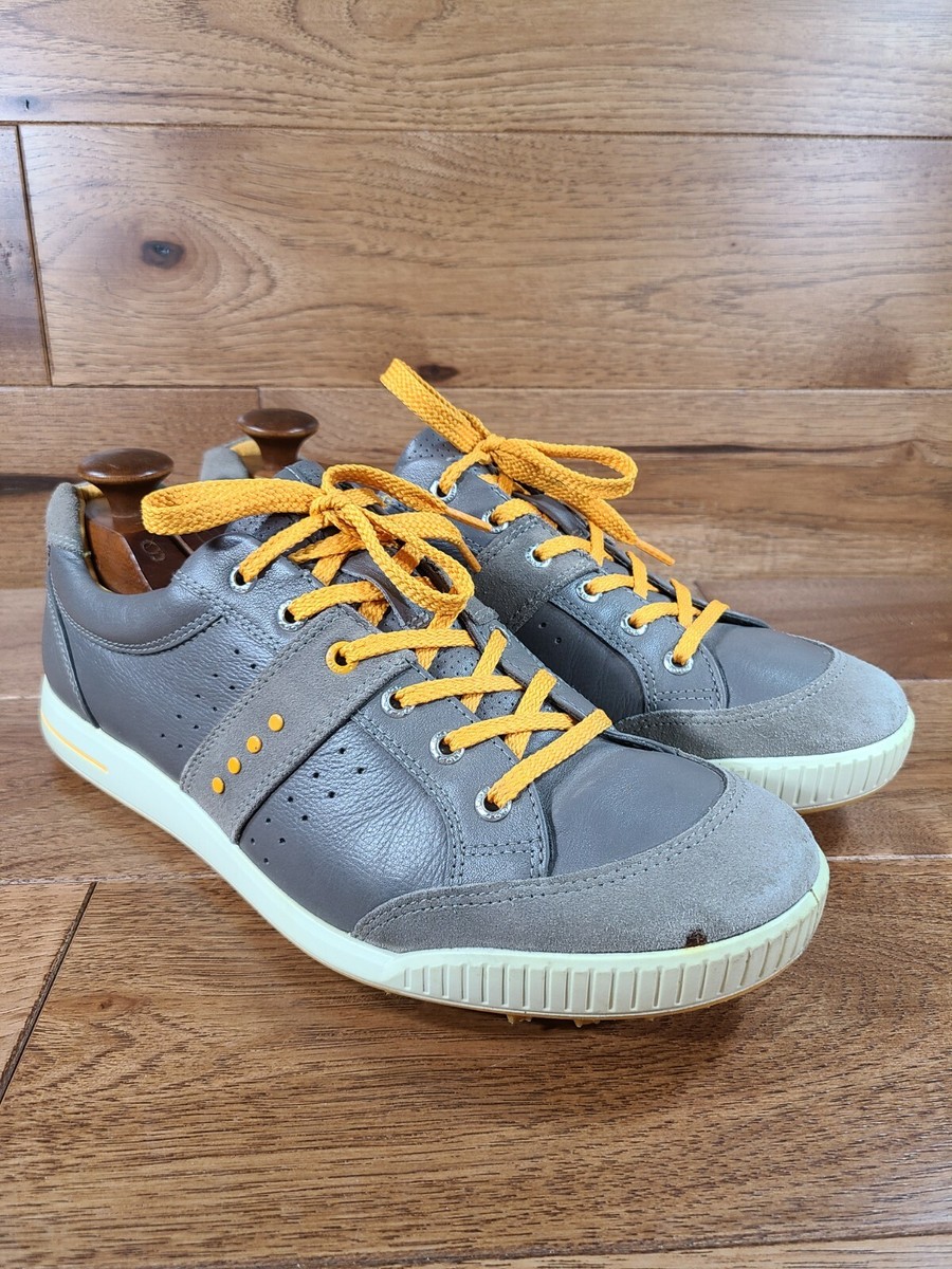 ECCO Gray Leather w/ Orange Trim Spikeless Golf Shoes Size  display picture 2
