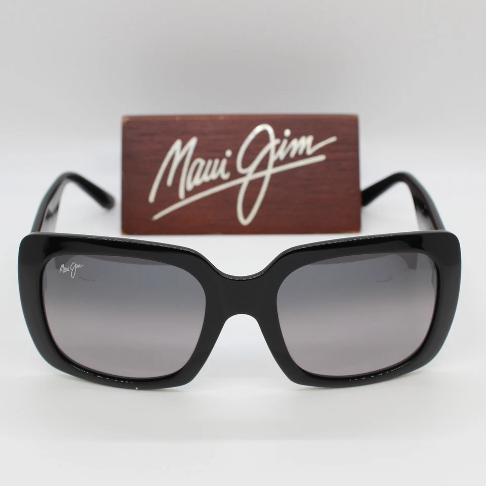 Nuevas gafas de sol polarizadas negras brillantes/grises Maui Jim TWO STEPS para mujer GS863-02 Foto 2 de 4