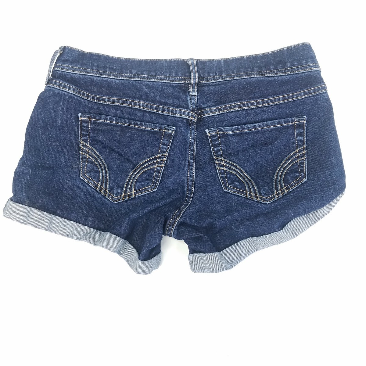 Hollister Midi Jean Shorts Dark Wash Denim Bottoms Flap Pockets
