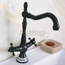 Oil Rubbed Brass Dual Handles Swivel Kitchen Vessel Sink Faucet Mixer Tap snf646