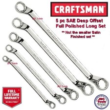 Craftsman 5 Pc Sae Deep Offset Box End Wrench Set Long Full Polished