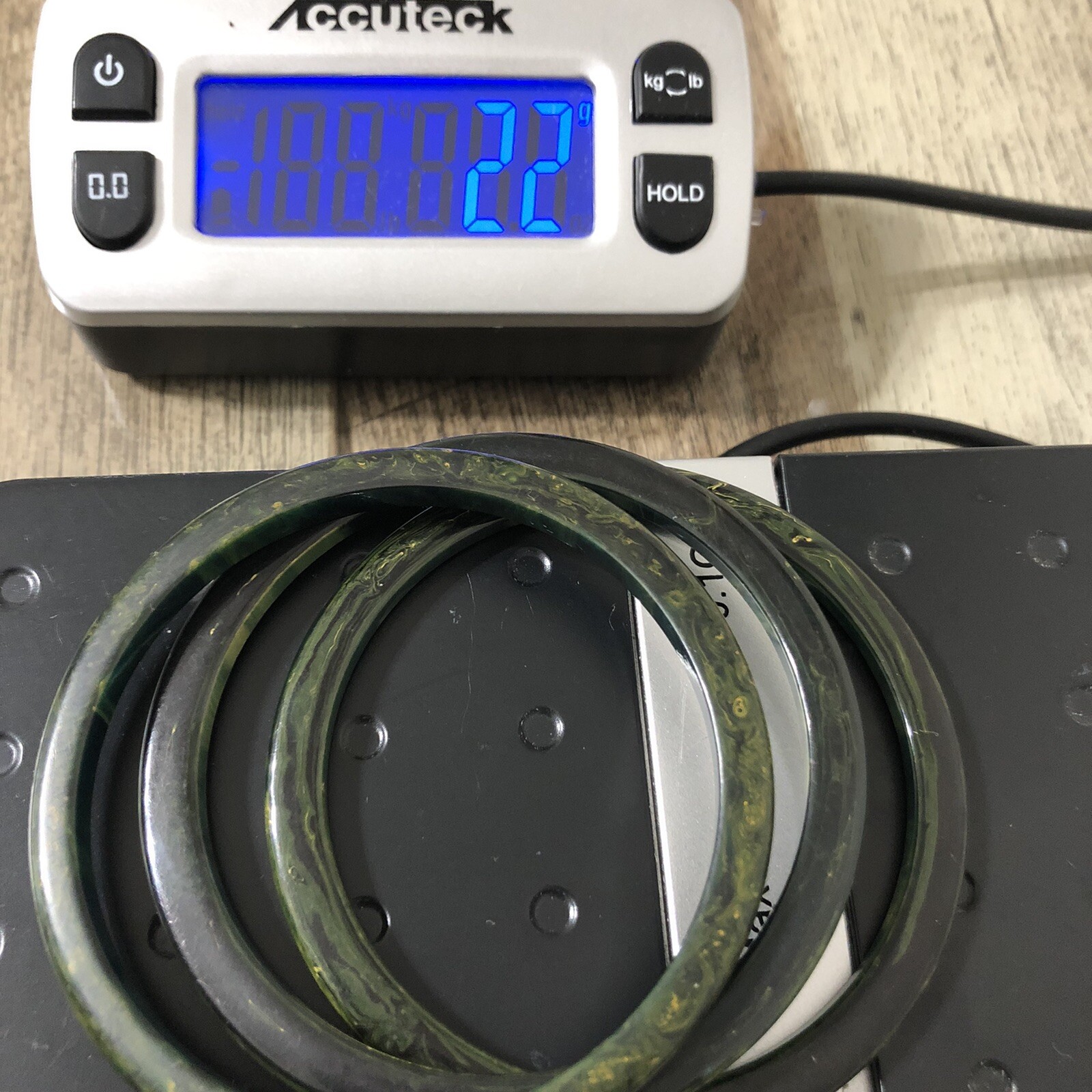 Vintage Bakelite Spinach Green Set of 3 Bangle Bracel… Gem