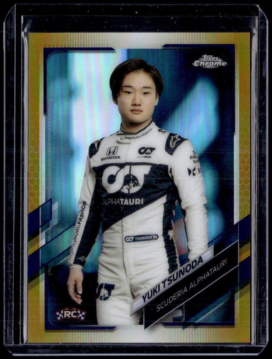 2021 Topps Chrome Formula 1 F1 #14 Yuki Tsunoda Portrait Purple Green SP RC