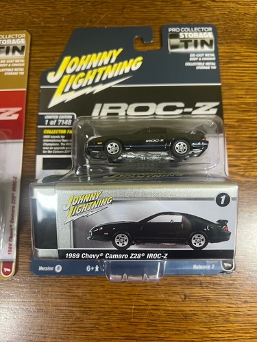 1/64 Johnny Lightning Storage Tin 1989 Camaro Z28 IROC-Z Black & Red Set Of 2 - Picture 2 of 6