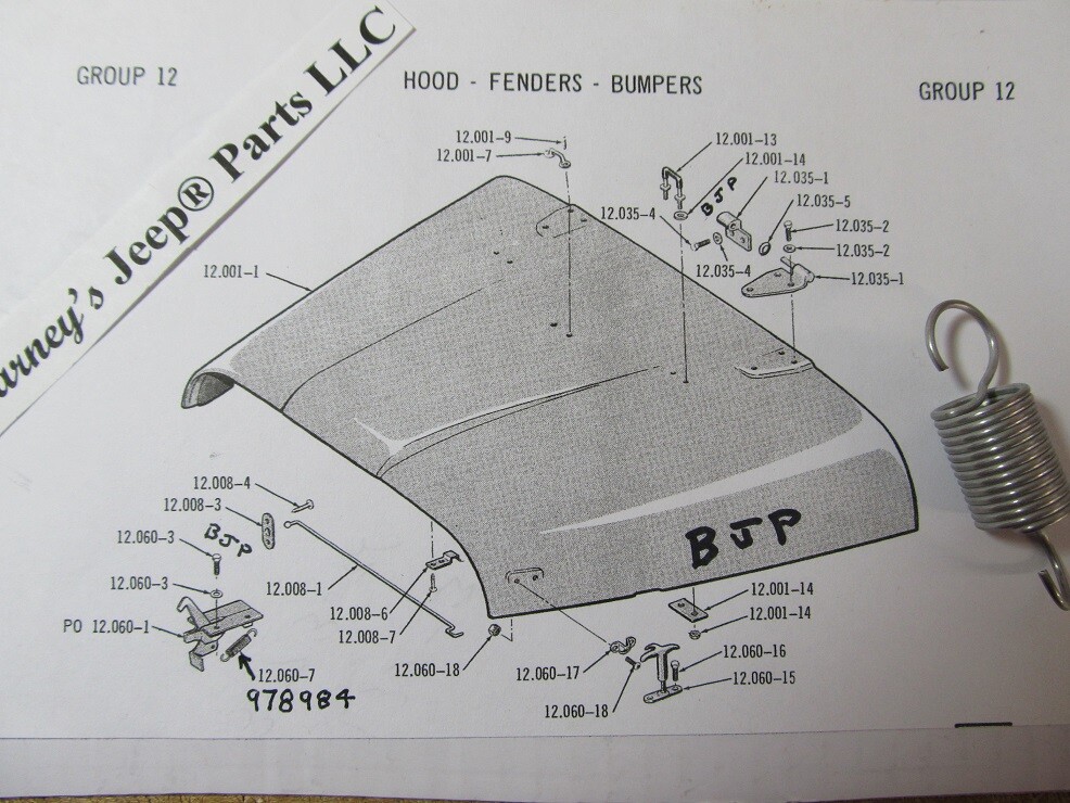 Cierre De Seguridad De Acero Inoxidable Para Capó De Jeep CJ5 CJ6 CJ7 CJ8 C101, Resorte 978984 Nuevo