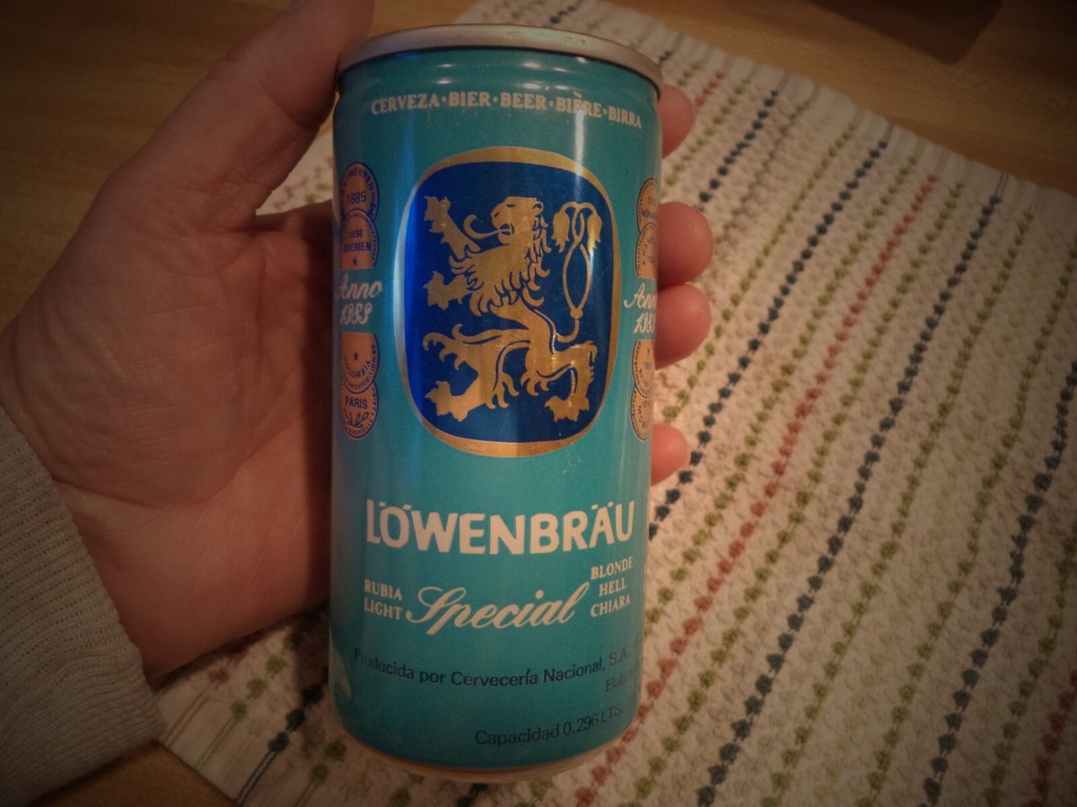 LOWENBRAU 10 OZ ALUMINUM BEER CAN PANAMA, LOWENBRAU MUNCHEN