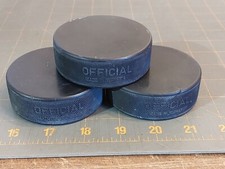 Used Hockey Pucks Made in Slovakia Plain Black Lot of 3