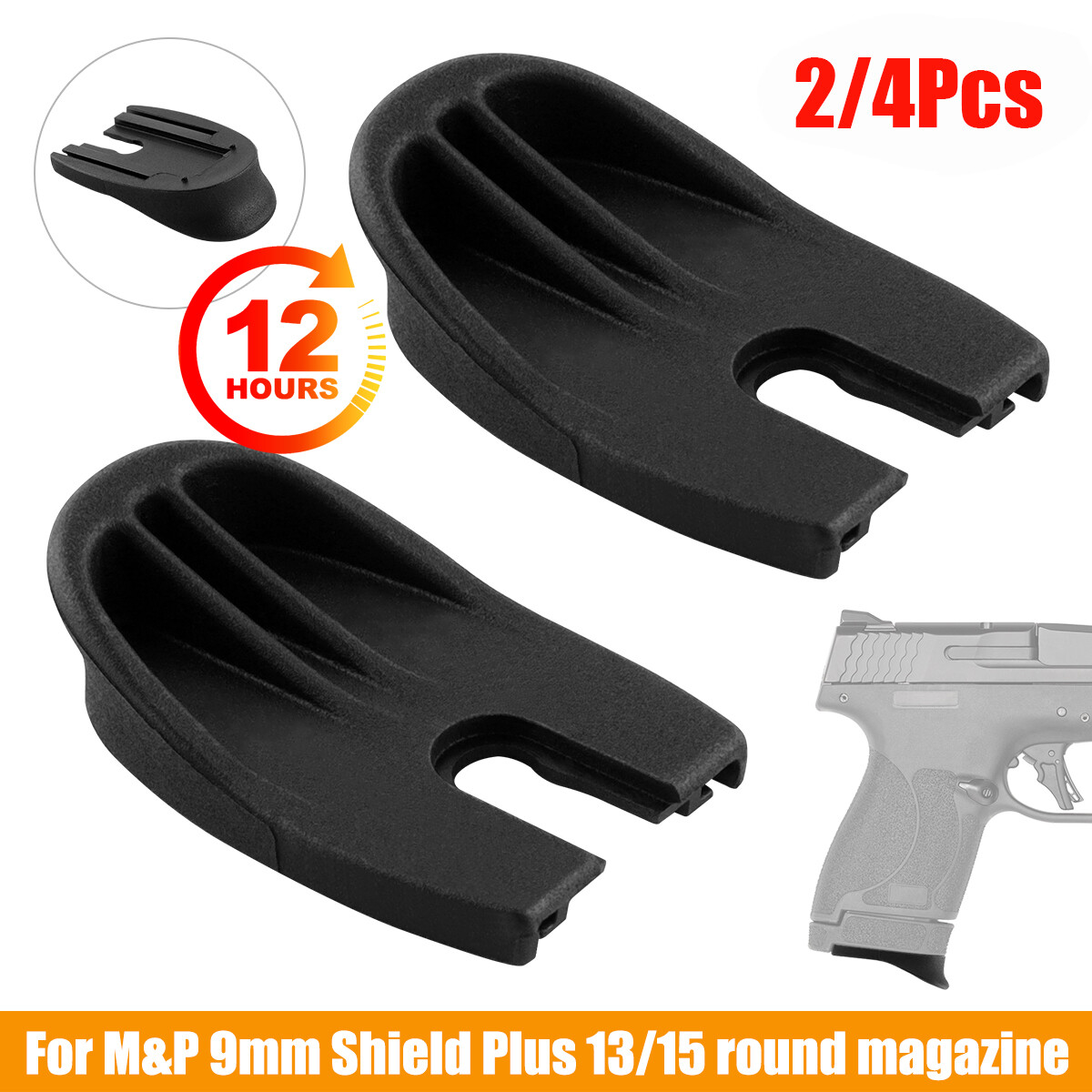 Enhance Grip with 2/4Pcs Finger Pinky Extension for M&P 9mm Shield Plus & S&W Equalizer