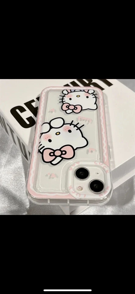 Funda de teléfono Hello Kitty borde rosa para iPhone 14 13 11 12 Pro Max Y2K Foto 2 de 3