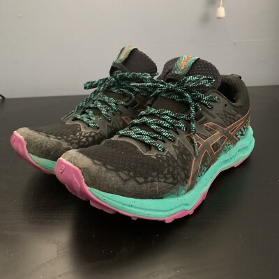 Asics Fuji Trabuco Lyte Trail Shoes Women s Size 8 Black Blue Jewel 1012A599