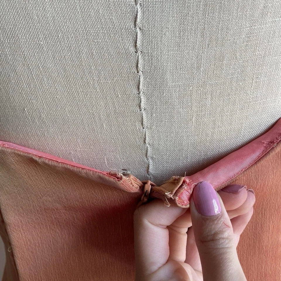 Maxi Vestido Corsé De Colección Y2K Baile de graduación 90S Grunge Naranja Talla 10 Hada Foto 4 de 4