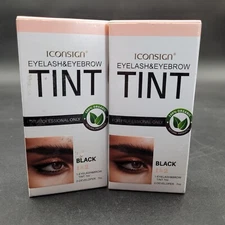 Two New ICONSIGN Eyelash & Eyebrow Tint Dye BLACK 100% Organic Exp 12/2027