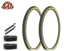 ALTA BICYCLE WIRE BEAD 24 x 1-3/8 DURABLE TIRES BLACK/GUM CROSS RANGER 6PC SET.