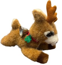 Vtg Russ Berrie Shimmer Christmas Reindeer Holiday Plush Collar Working Bell 9"