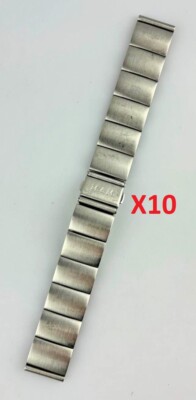 Pack 10 Bänder Armbanduhr GENERICO Herren Damen Stahl Spange Knöpfe 18mm Neu