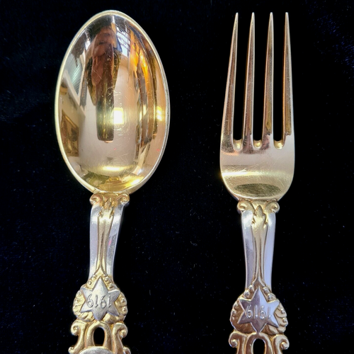 Danish 1919 Celebratory Christmas Sterling Spoon and Fork by A. Michelsen - Picture 4 of 5
