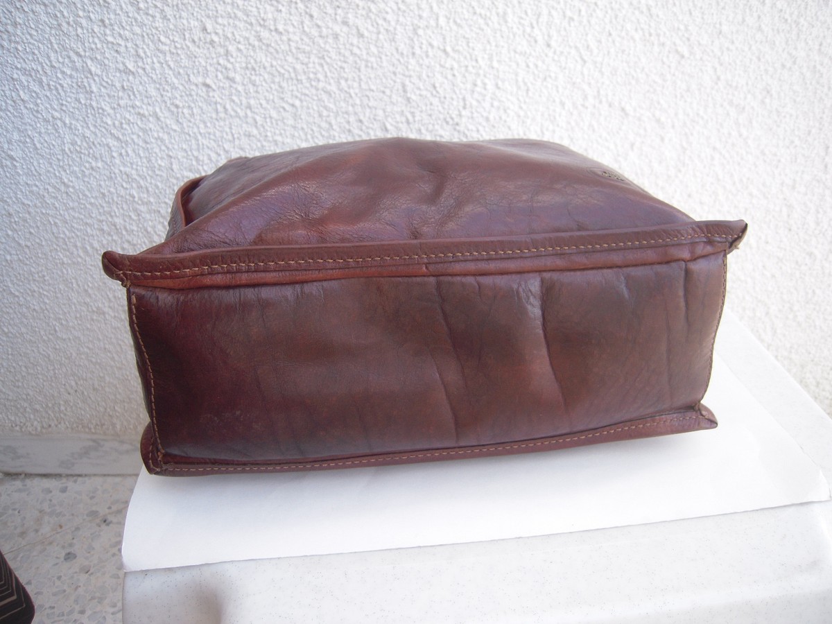 Sac à Main En Cuir Authentique THE BRIDGE TBEG - Vintage, Marron, Fabriqué En Italie