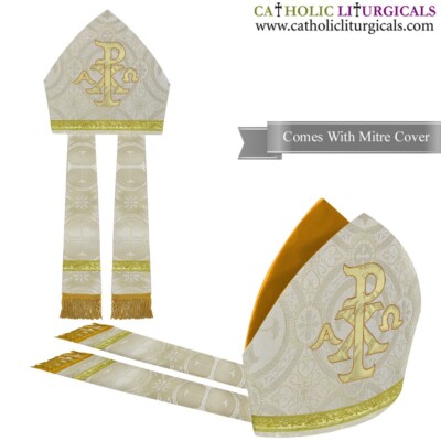 New Metallic Gold Mitre with CHI RHO embroidery,mitra,Bishop's Mitre, New