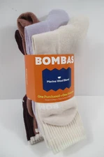 -New BOMBAS Midweight Merino M Wool Blend 4 Calf Socks Sz Women 8-10.5/Men 6-9
