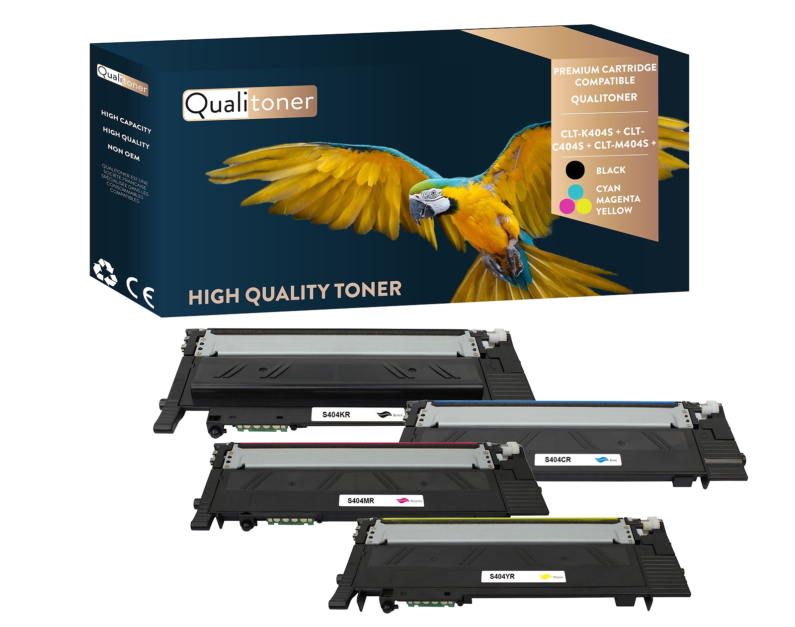 Toners SAMSUNG CLTK404S compatibles Qualitoner pour éliminer les traces et impressions pâles