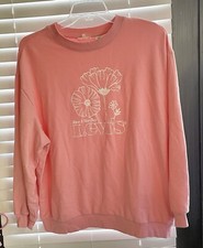 The VINTAGE Levi  s Sweatshirt - Pink With White Lettering - Women  s Size XL