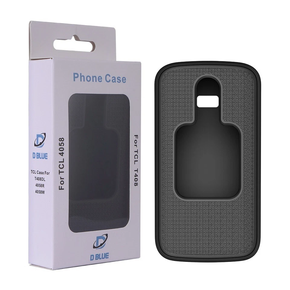 Grid Textured Hard Shell Case Cover for Alcatel TCL Flip 2 Phone (T408DL) BLACK - Image 4 of 4