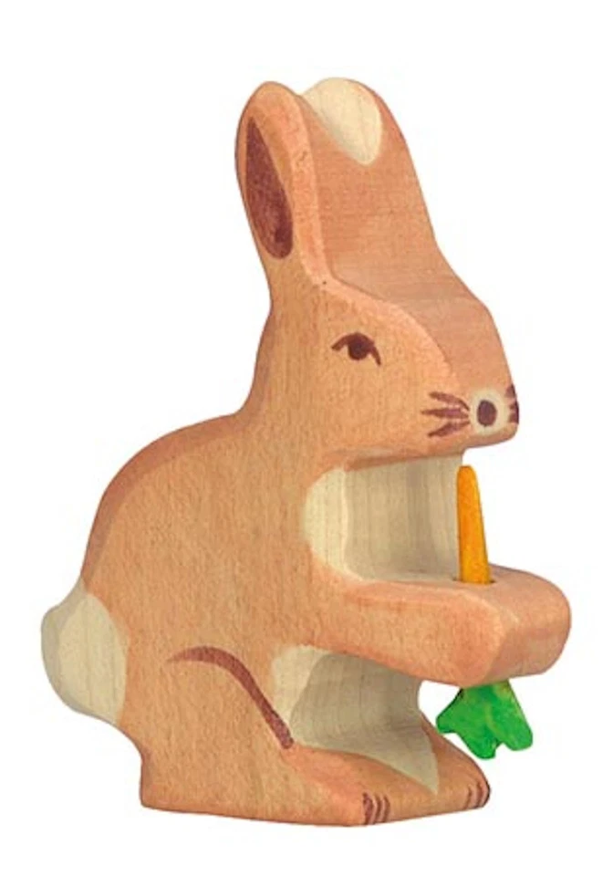 HASE mit Karotte von Holztiger Häschen Kaninchen Holzhase Osterhase Holz NEU
