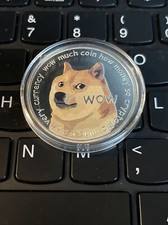 2 Dogecoin Coin - Physical Cryptocurrency Collectible Coin Silver Color