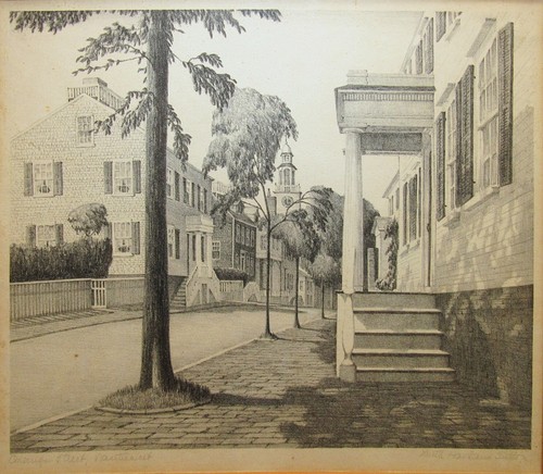 Ruth Haviland Sutton litografia d'epoca di Orange St, Nantucket elencato Nantucket - Foto 5 di 8