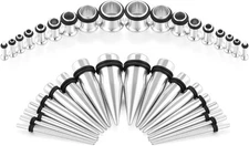14G-00G 36pcs Tapers and Tunnels Ear Gauge Stretching Kit Surgical Stainless ...