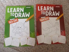 : NEW lot of 2 Learn to Draw-beginner level-fantasy  sea life-instructional