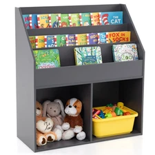 Honeyjoy Kids Wooden Bookshelf Bookcase Children Toy Storage Cabinet Organizer