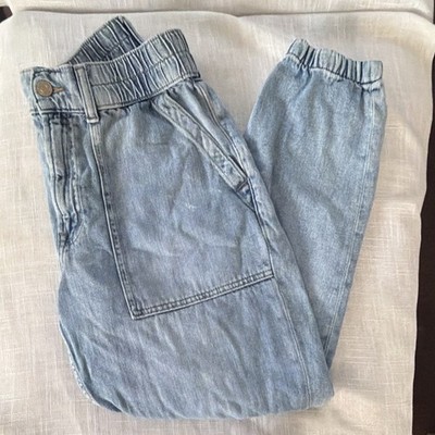 Gap Denim Women's Light Wash Blue Jogger Jeans Elastic Waist Pockets Size M