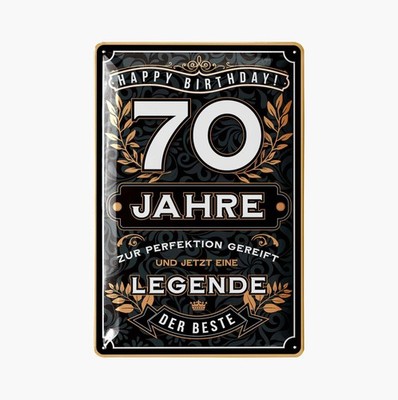 LANOLU Blechschild 70 Jahre Legende Geburtstag Vintage - 20x30cm